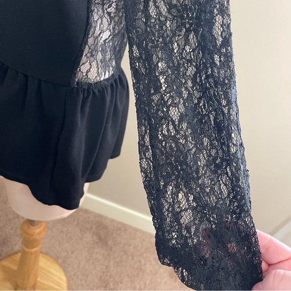 GUESS Black Lace Peplum Top - Picture 4 of 8